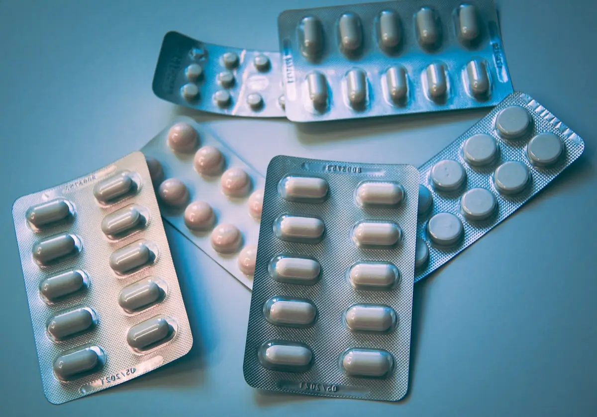 Assorted retail medicines and pharmaceutical packaging